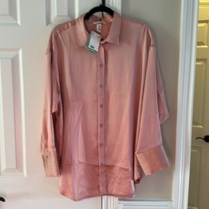 NWT PINK BUTTON UP SHIRT H&M sz L